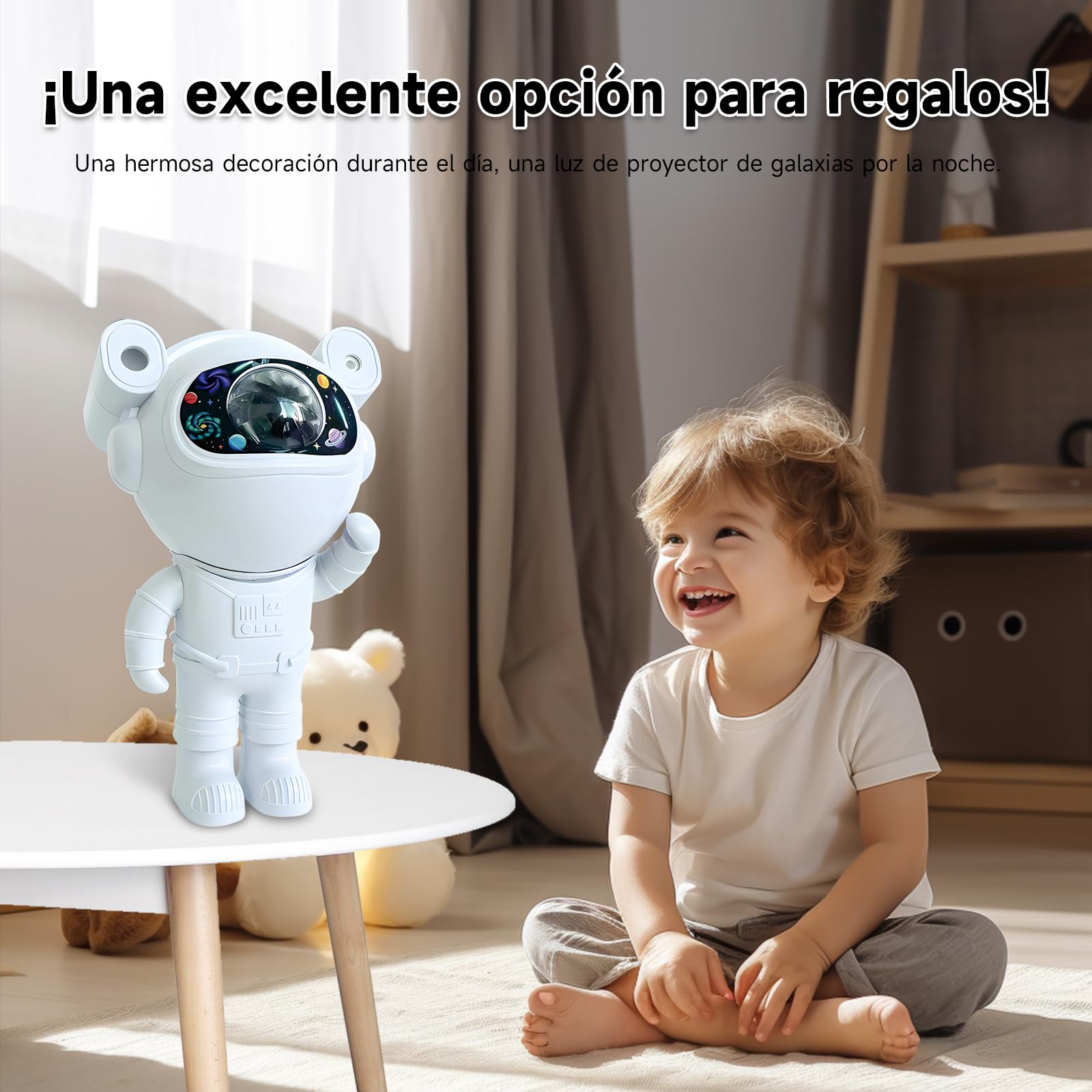 Proyector de Galaxias y Estrellas Astronauta 360° Ajustable con Altavoz y Control Remoto