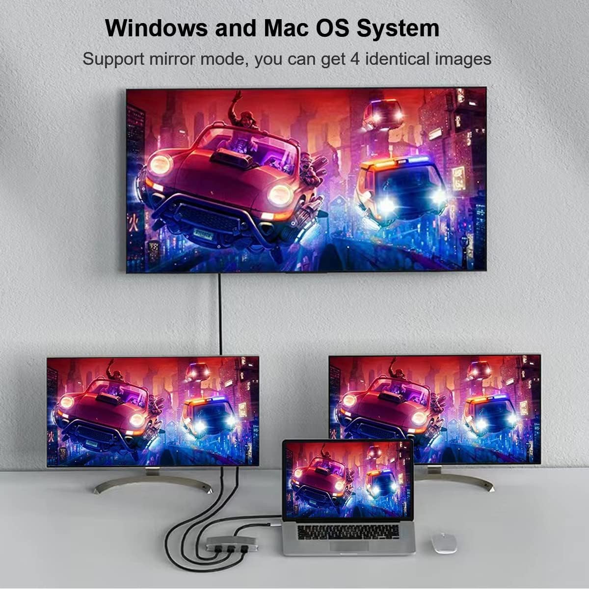 Splitter DisplayPort a HDMI WJESOG Negro Compatible con Multi Monitor 4K a 60Hz
