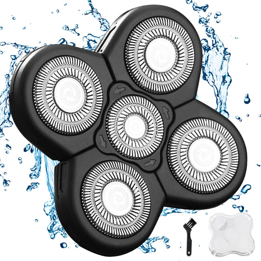 Cabezales de Repuesto para Afeitadora Eléctrica VRMETA Negro 5 Cuchillas de Acero Inoxidable Flexibles