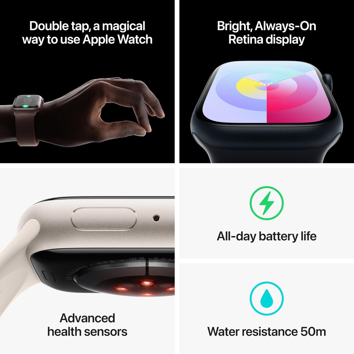 Reloj Inteligente Apple Caja de Aluminio Medianoche Correa Deportiva Medianoche Reacondicionado