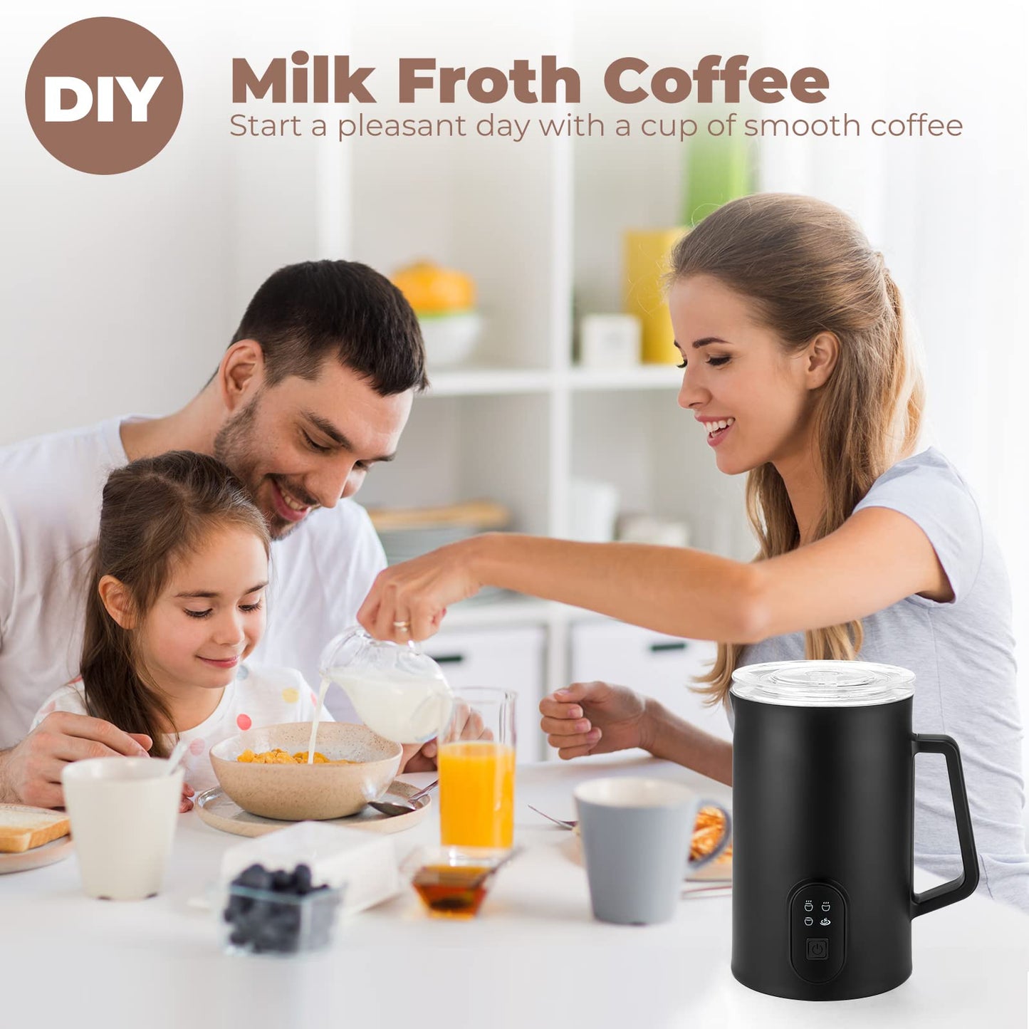 Espumador de Leche Eléctrico Automático 600W para Café, Capuchino y Chocolate Caliente
