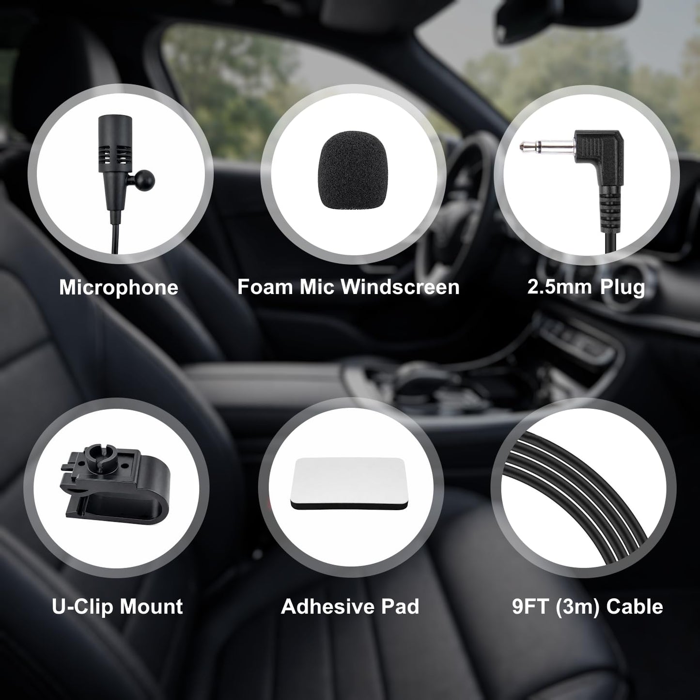 Goodsby Micrófono de 2,5 mm manos libres receptor estéreo de coche de repuesto para Pioneer AVH-270BT AVH-280BT AVH-1500NEX AVH-2550NEX AVH-X2700BS AVH-X2800BS AVH-4200NEX AVIC-8100NEX AVIC-8200NEX