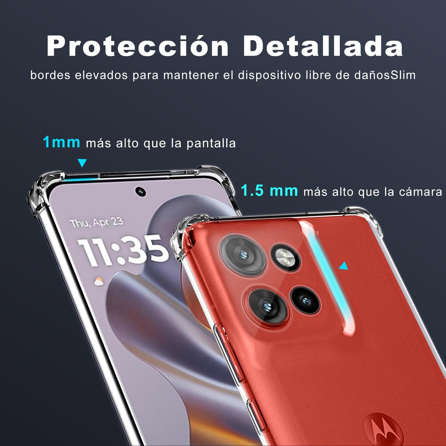 HeiLuon Funda Motorola Edge 50 Neo, Carcasa Transparente Anti-Amarilleo, Protector TPU Absorbente de Golpes, Estuche Delgado con Esquinas reforzadas, Case con Botones cómodos y disipación de Calor
