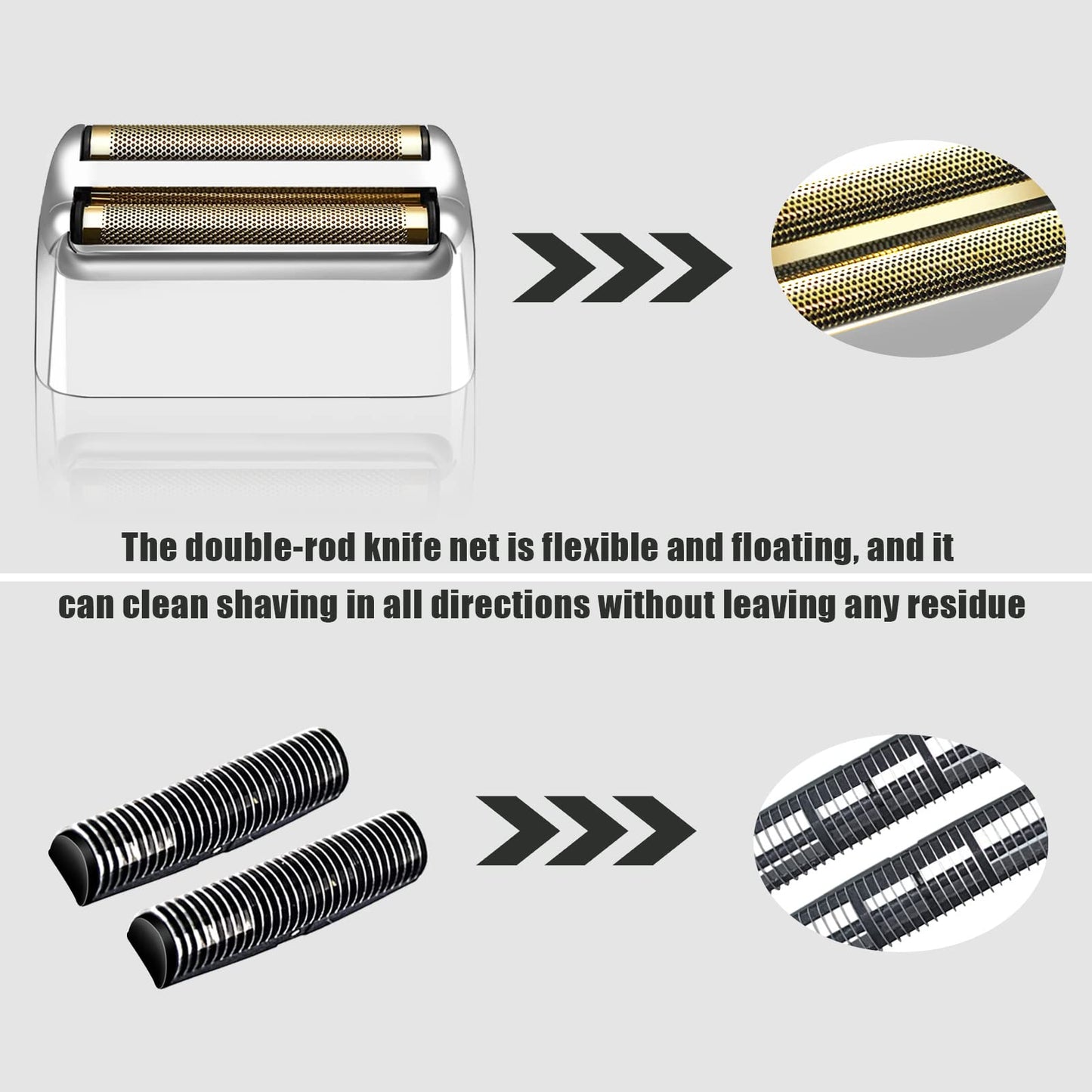 Hoja de repuesto y cortadores de afeitadora compatibles con BaBylissPRO Barberology Double FXFS2 (plata)