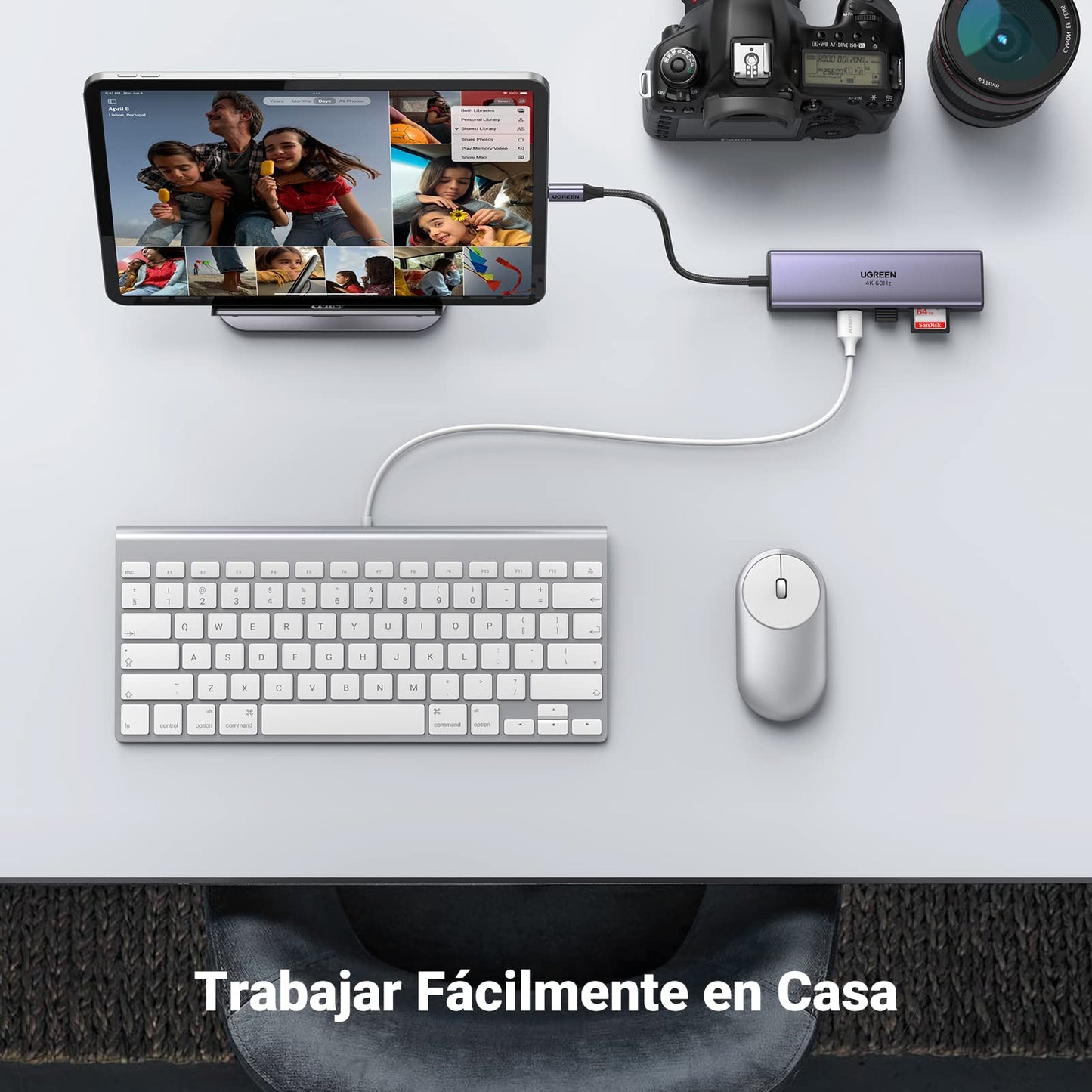 Hub USB C UGREEN Plata 7 en 1 Adaptador a HDMI 4K 60Hz Gigabit Ethernet Carga 100W Lector de Tarjetas SD TF 2 USB 3.0 Compatible con MacBook Pro iPad DELL Switch Steam Deck