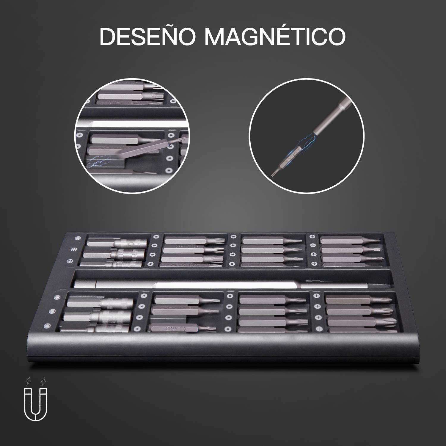 Juego de Desarmadores Precisión SOJITAS 67 en 1 con Puntas para Celulares, Laptop, Controles y más Herramientas magnéticas