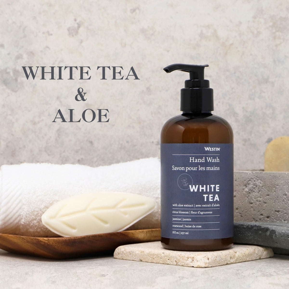 Westin Hotel & Resorts Westin Jabón líquido de manos de té blanco – fragancia de té blanco combinada con aloe – Dispensador de bomba – 8 onzas