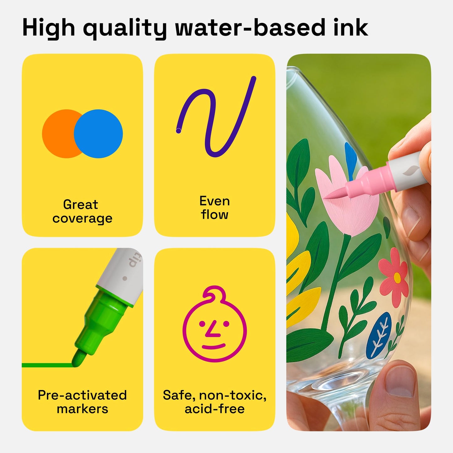ARTISTRO - 12 marcadores de pintura acrílica, punta media, fácil para todas las edades y niveles, bolígrafos de pintura acrílica para tela, rocas, papel, madera, lona, vidrio, bricolaje