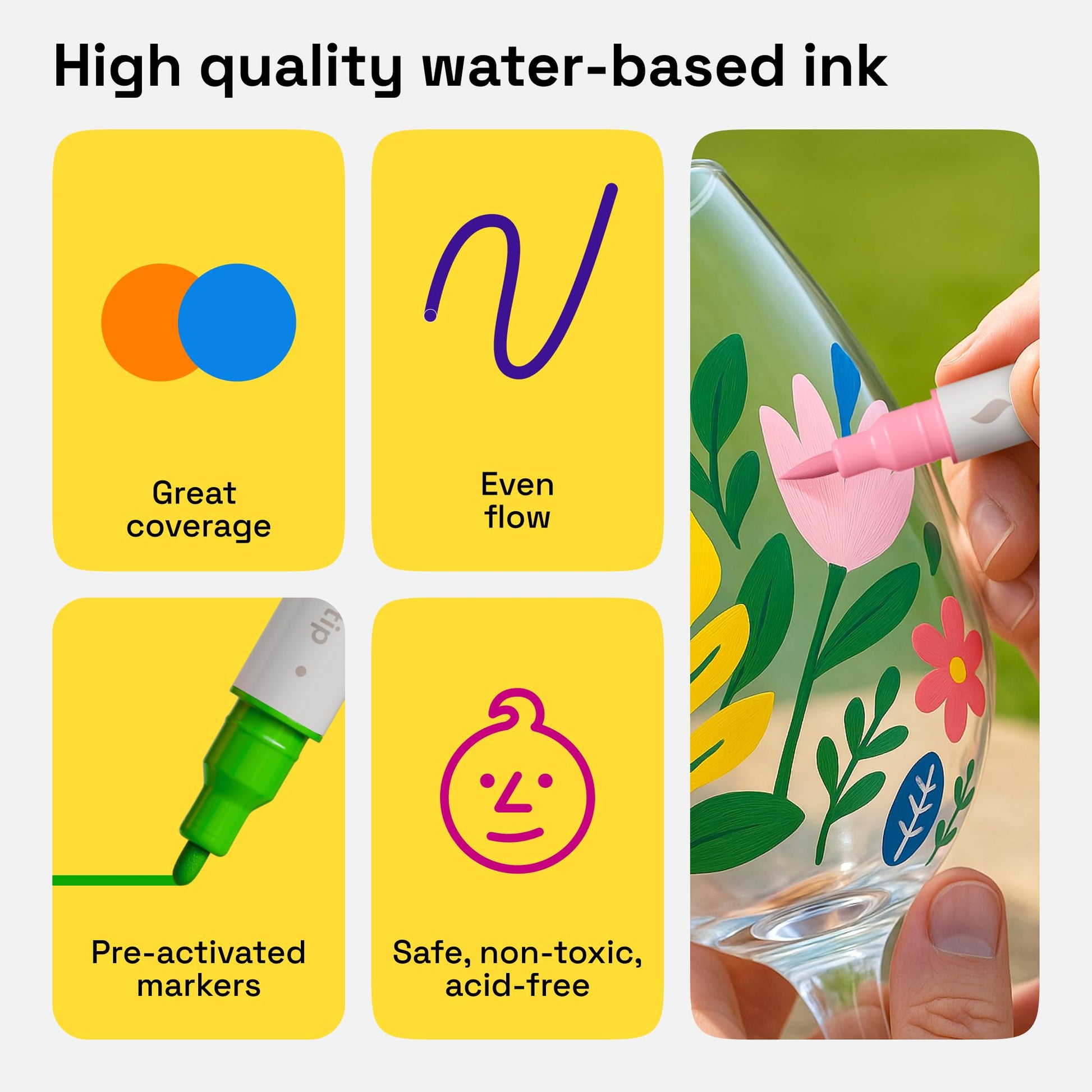 ARTISTRO - 12 marcadores de pintura acrílica, punta media, fácil para todas las edades y niveles, bolígrafos de pintura acrílica para tela, rocas, papel, madera, lona, vidrio, bricolaje
