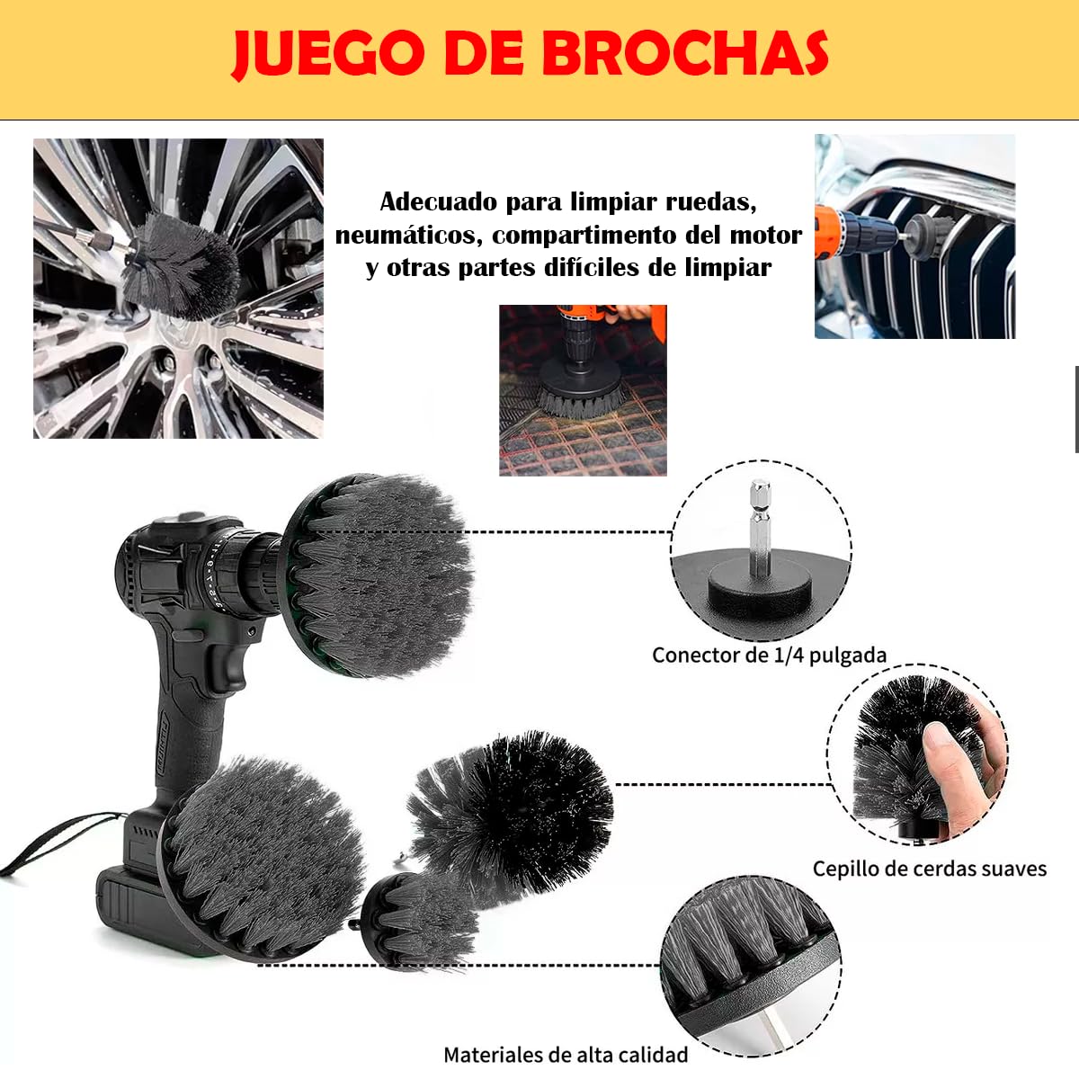 Kit de Cepillo Vmingo Gris para Detallar Cuidado de Auto con 27 Piezas