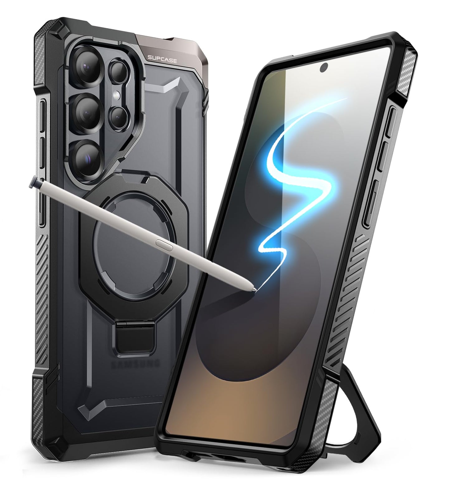 Funda Resistente SUPCASE Negro UBGrip con Soporte Kickstand para Samsung Galaxy S25 Ultra