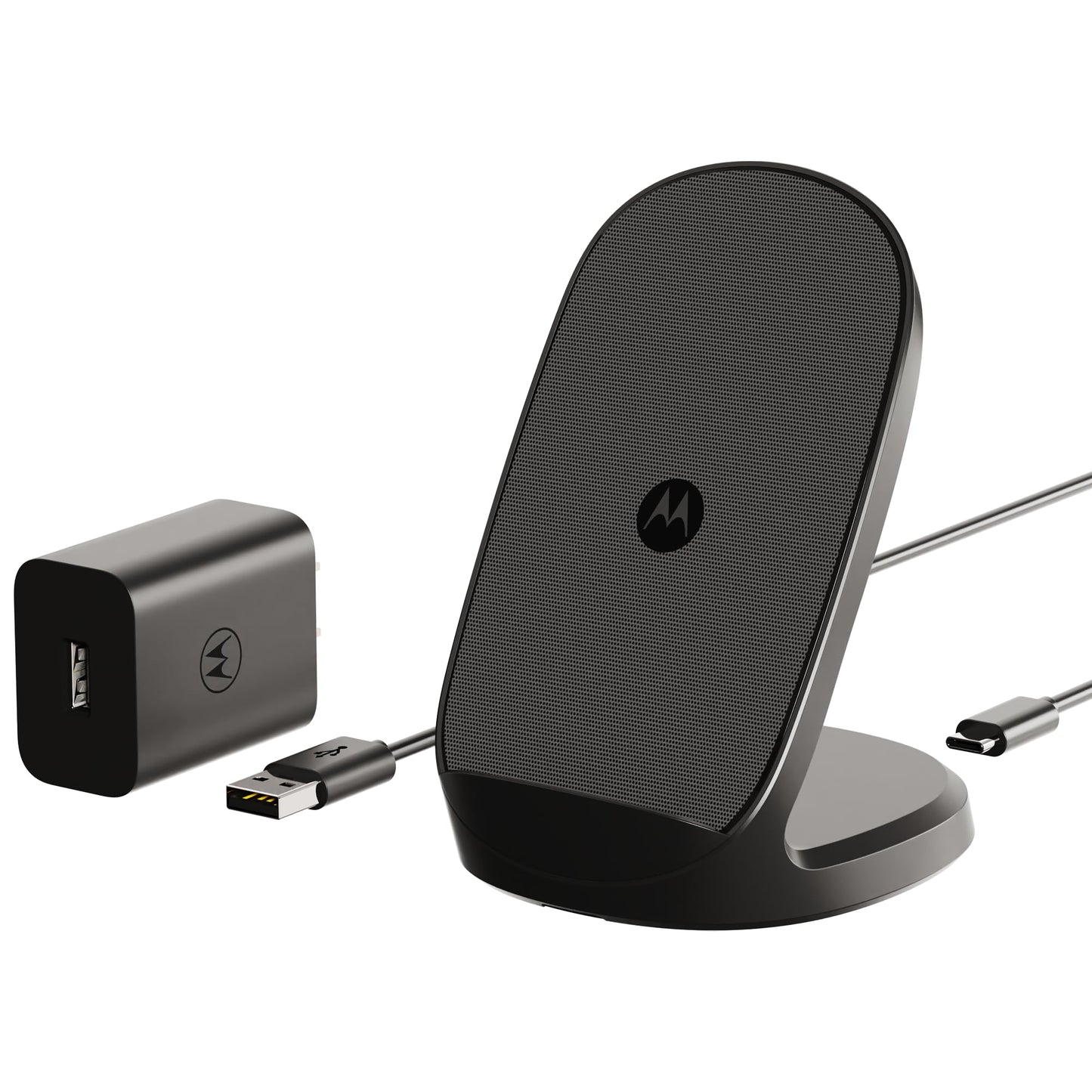 Motorola TurboPower - Soporte inalámbrico Qi de 15 W + cargador de 33 W + cable USB-C - para Moto G Power 2024/2025, Stylus (2025), G Stylus 5G 2024, Edge 2023/2024, Razr/Razr Plus 2023/2024/2025