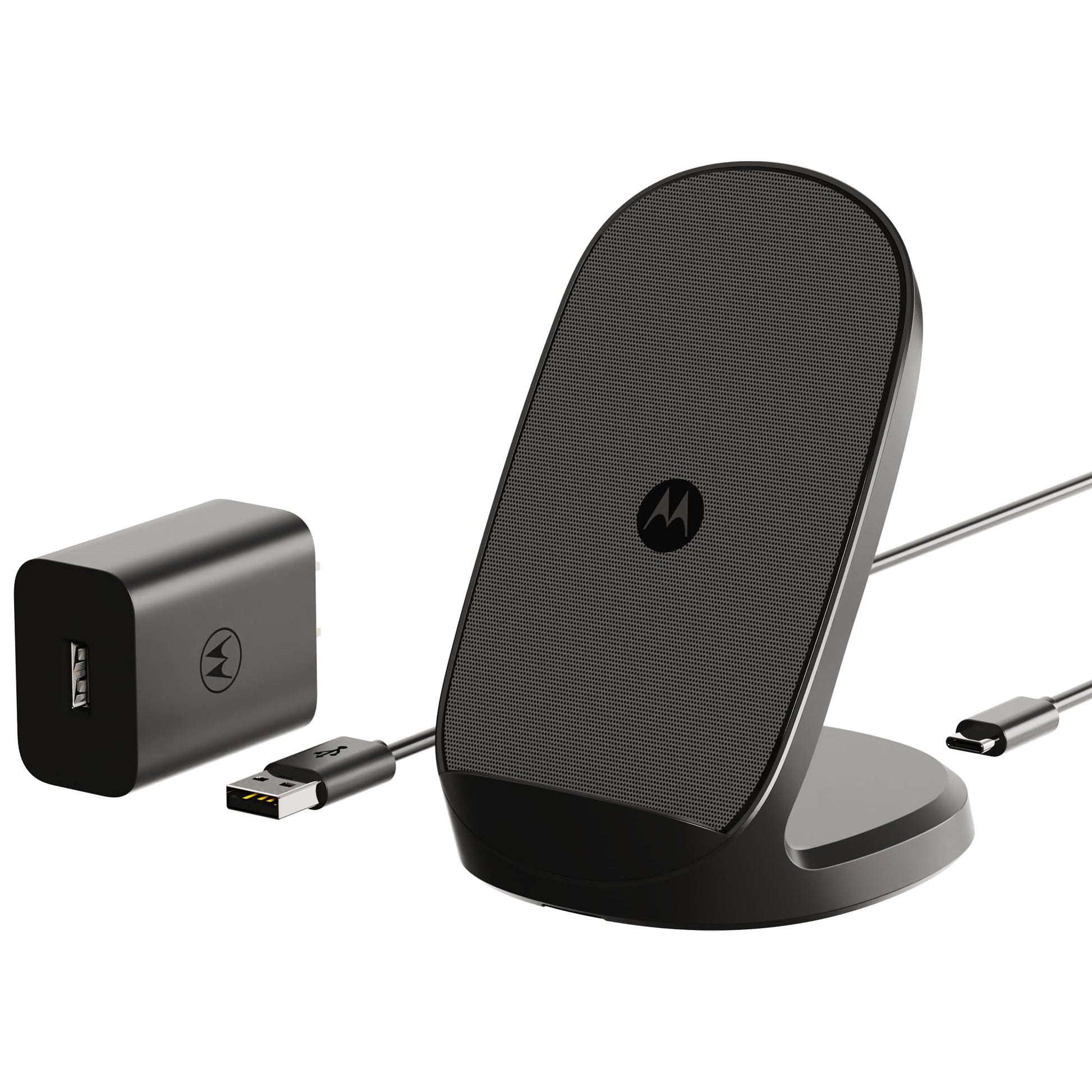 Motorola TurboPower - Soporte inalámbrico Qi de 15 W + cargador de 33 W + cable USB-C - para Moto G Power 2024/2025, Stylus (2025), G Stylus 5G 2024, Edge 2023/2024, Razr/Razr Plus 2023/2024/2025