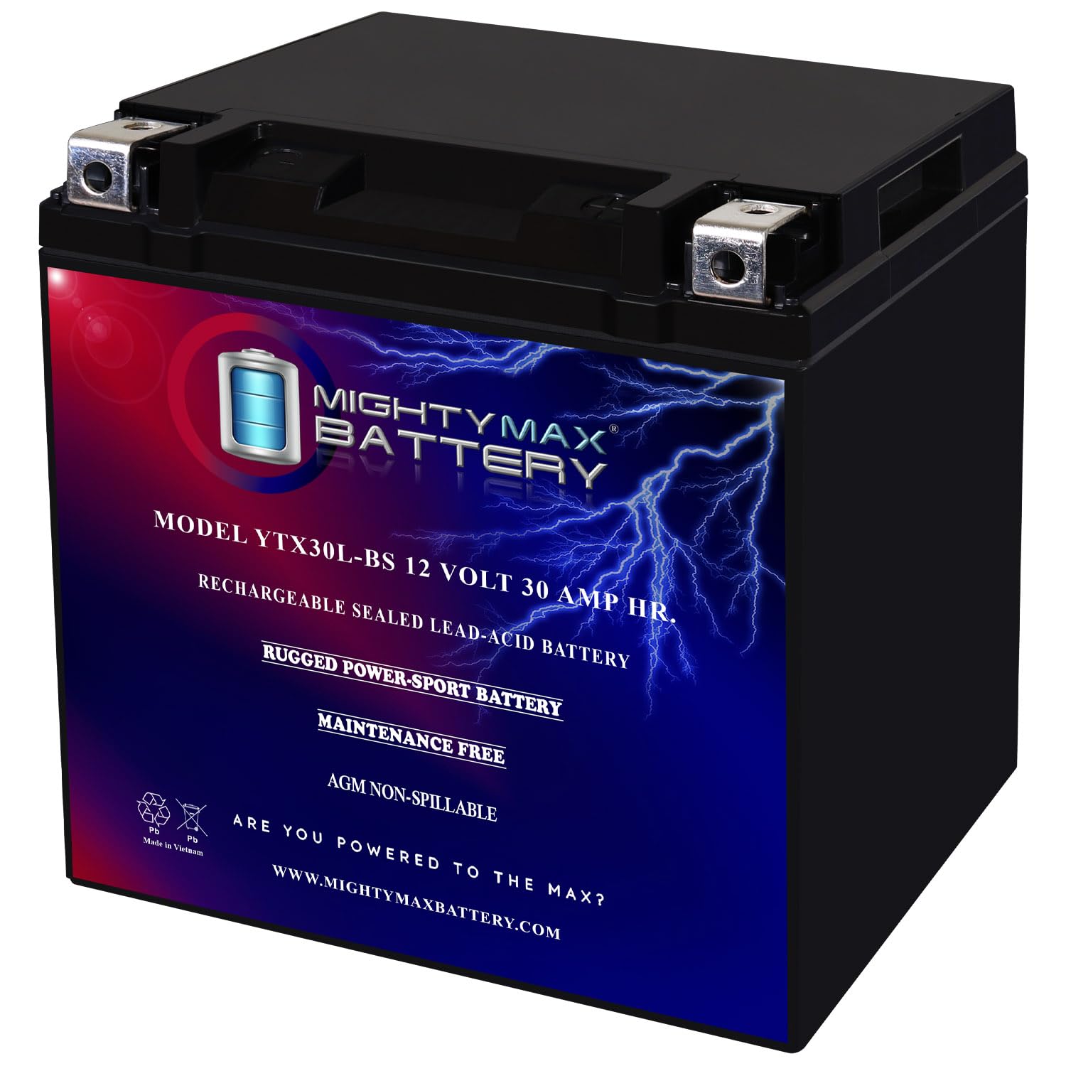 Batería Deportiva Mighty Max Blanco 12 V 30 AH 385 CCA SLA Power Sport
