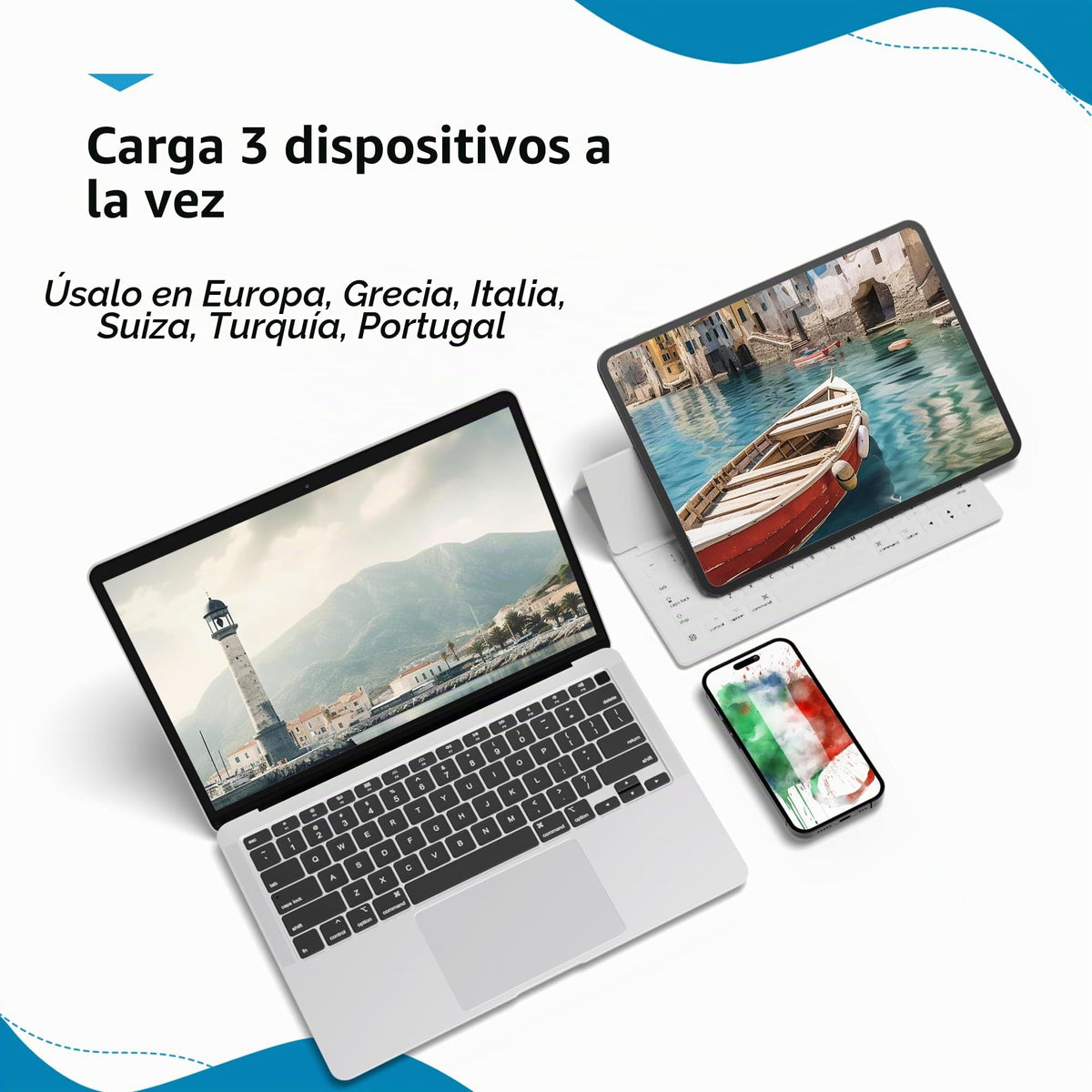 Adaptadores de Enchufe Europeo Ceptics Blanco Compacto y Potente 30W USB-C