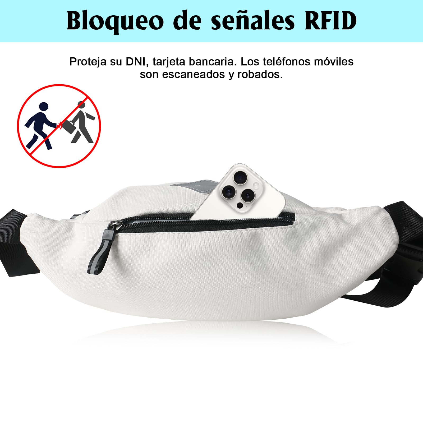 EUARD Riñonera Unisex Resistente al Agua con Correa Ajustable - Bolsa Bandolera Multibolsillos para Viajes, Senderismo, Running y Uso Diario - Ideal para Hombres y Mujeres（(Blanco)