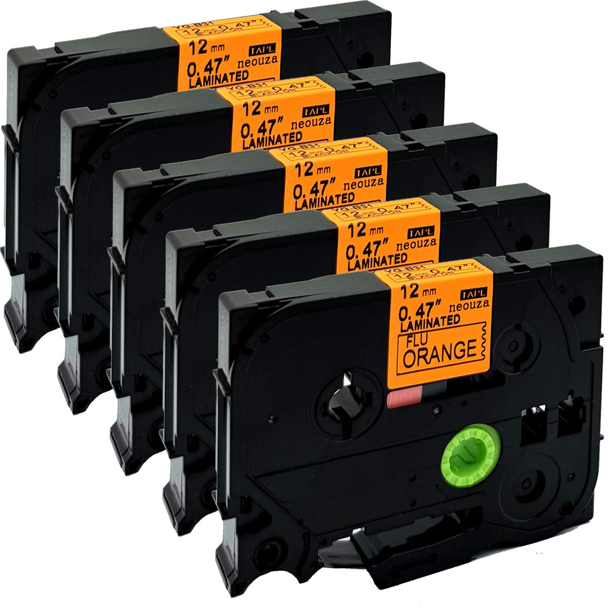 Cinta de Etiquetas Compatible NEOUZA Negro en Naranja Fluorescente 12mmx8m para Brother P-Touch