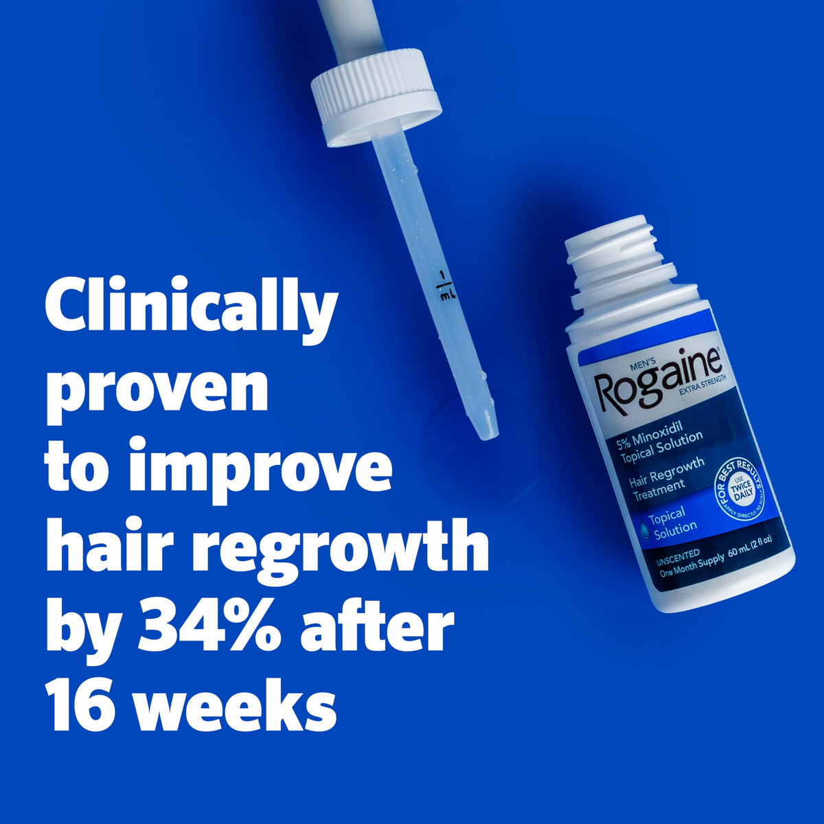 Solución Tópica Men Rogaine 5% Minoxidil Extra Strength para Regeneración del Cabello para Hombre