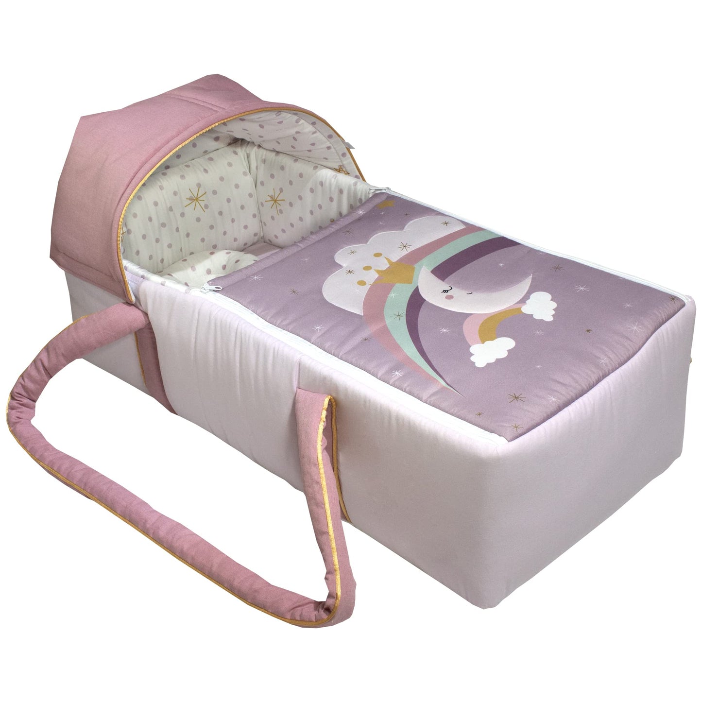 CARY | Bambineto Princesa Luna Mini Cuna Niña Seguro y Acogedor Diseño de Luna, Lavanda