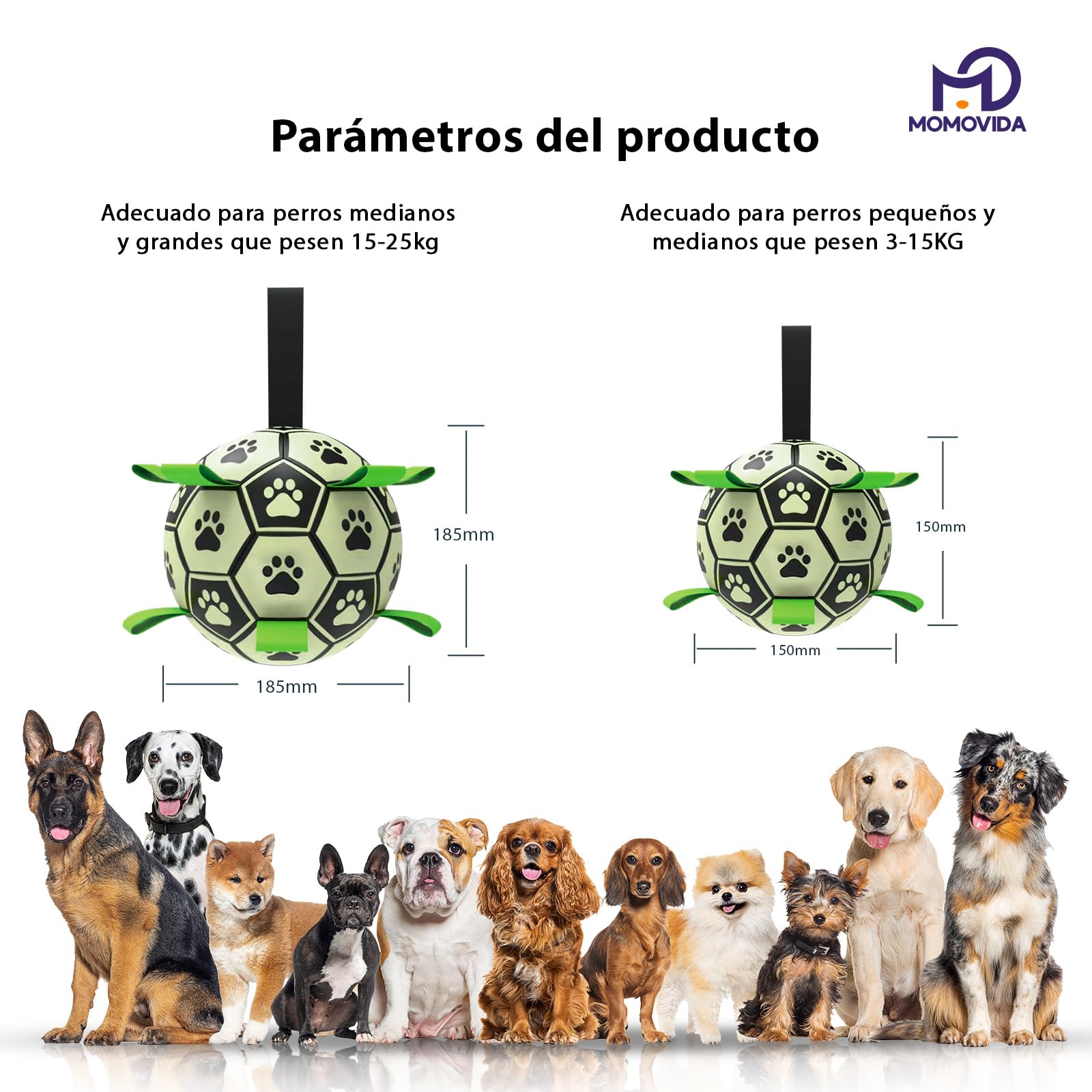 Juguetes para Perros MOMOVIDA Fútbol fosforescente Pelota Interactiva Duradera
