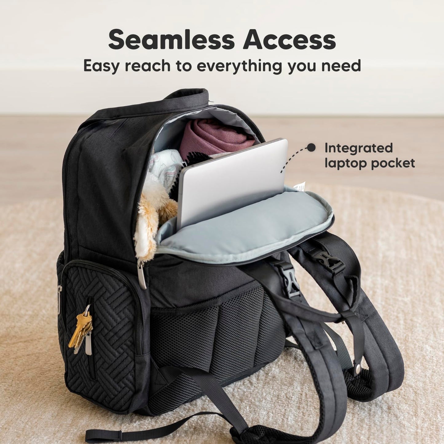 KeaBabies - Mochila para pañales para niñas, niños, mamá y papá (carbón)