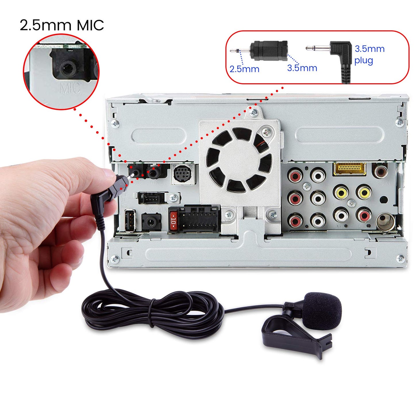 Micrófono de Coche Weishan 3,5 mm Repuesto para Stereo de Pioneer Kenwood Boss JVC Sony Jensen Alpine con Montaje