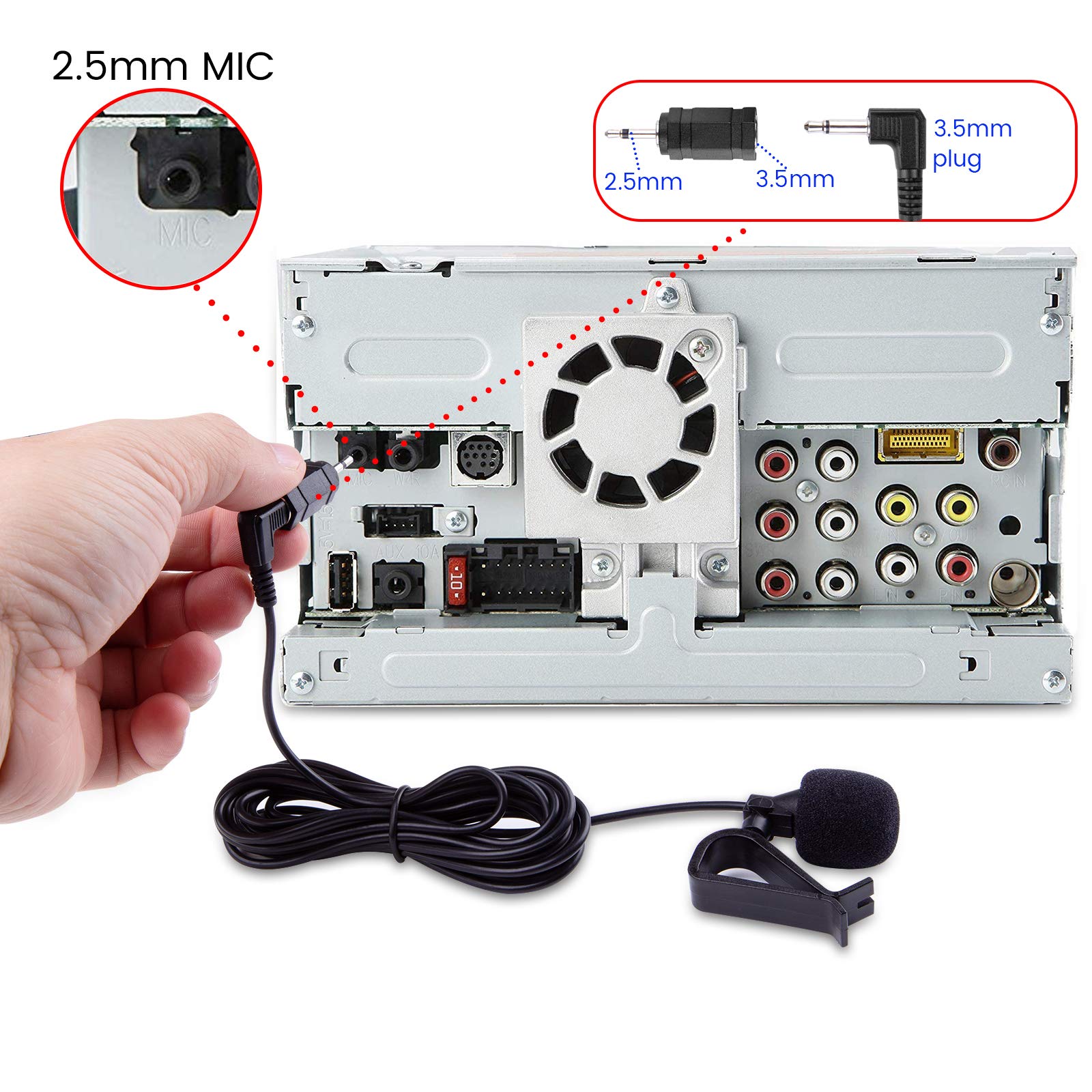 Micrófono de Coche Weishan 3,5 mm Repuesto para Stereo de Pioneer Kenwood Boss JVC Sony Jensen Alpine con Montaje