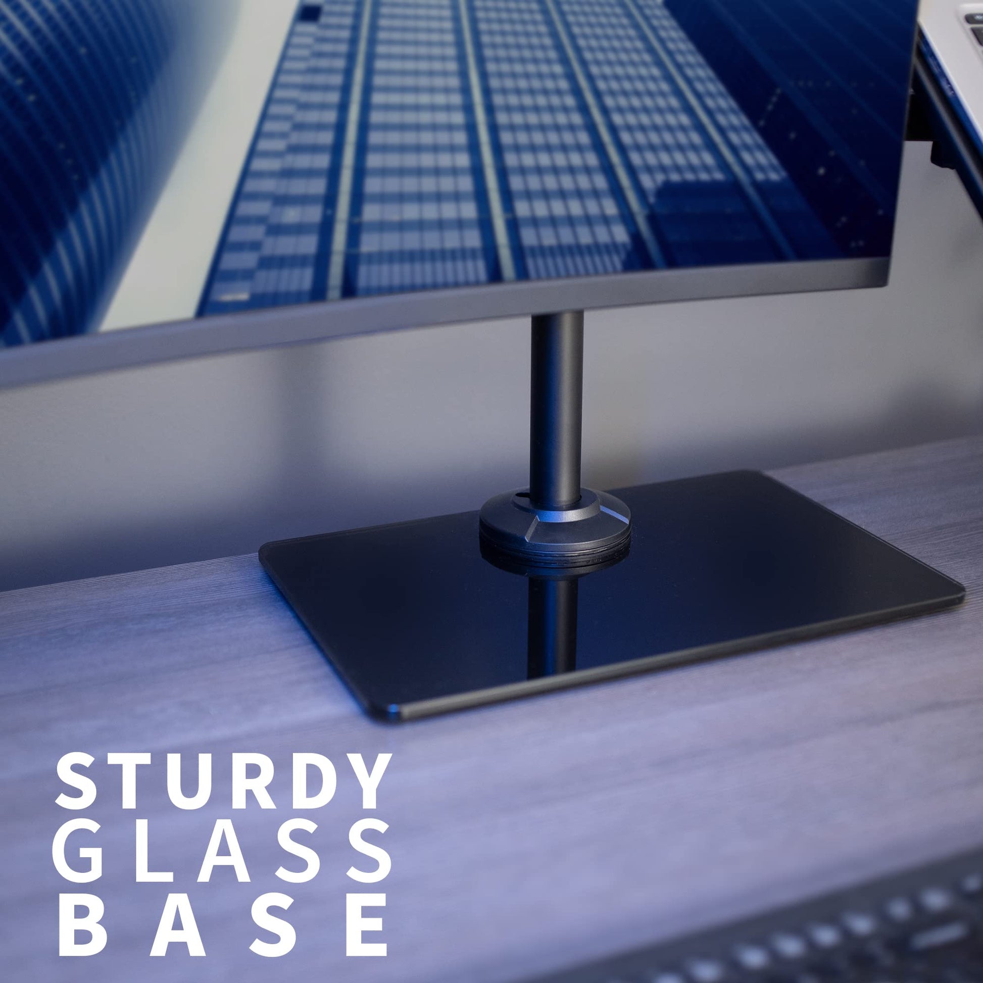 Soporte para Monitor y Portátil Vivo Negro con Base de Vidrio, Adaptable hasta 32 Pulgadas