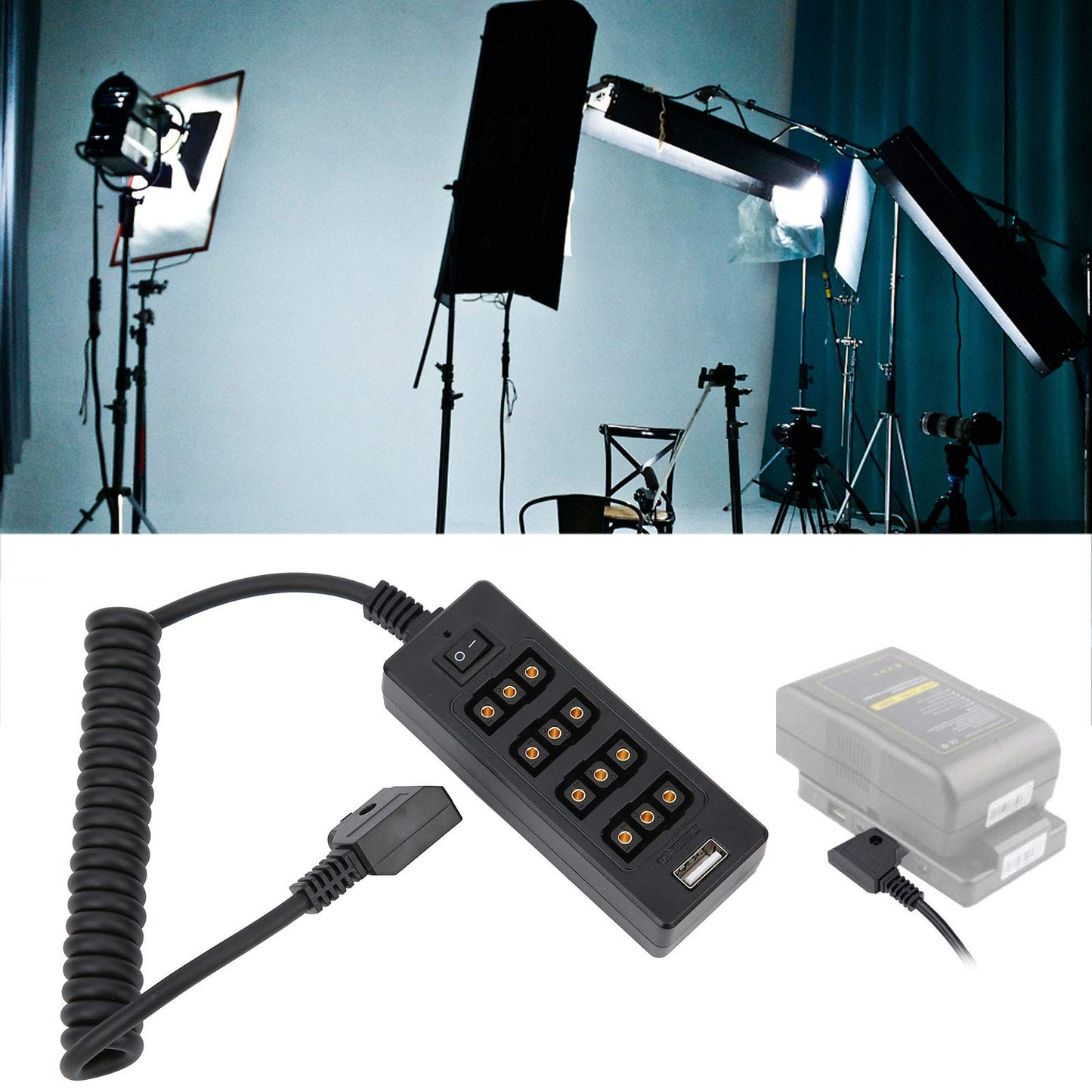 S erounder D-Tap Macho Power Tap a 4 Puertos Hembra D-Tap Hub Adaptador Divisor de Cable para fotografía Convertidor de Corriente V-Lock Batería de cámara