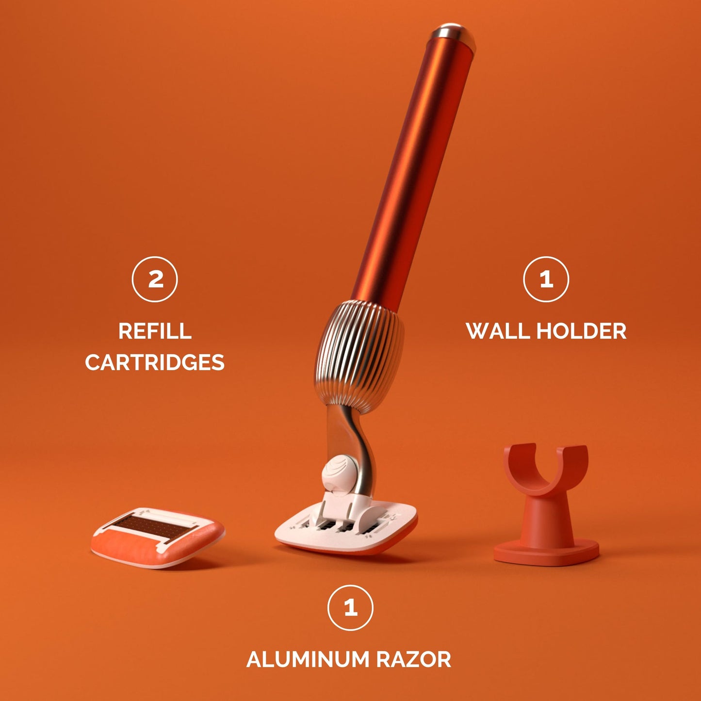 Fler The Razor Starter Set - Maquinilla de afeitar para mujer con cabezales intercambiables, maquinilla de afeitar con soporte y 2 cuchillas de repuesto, cuchillas de afeitar unisex con aloe vera