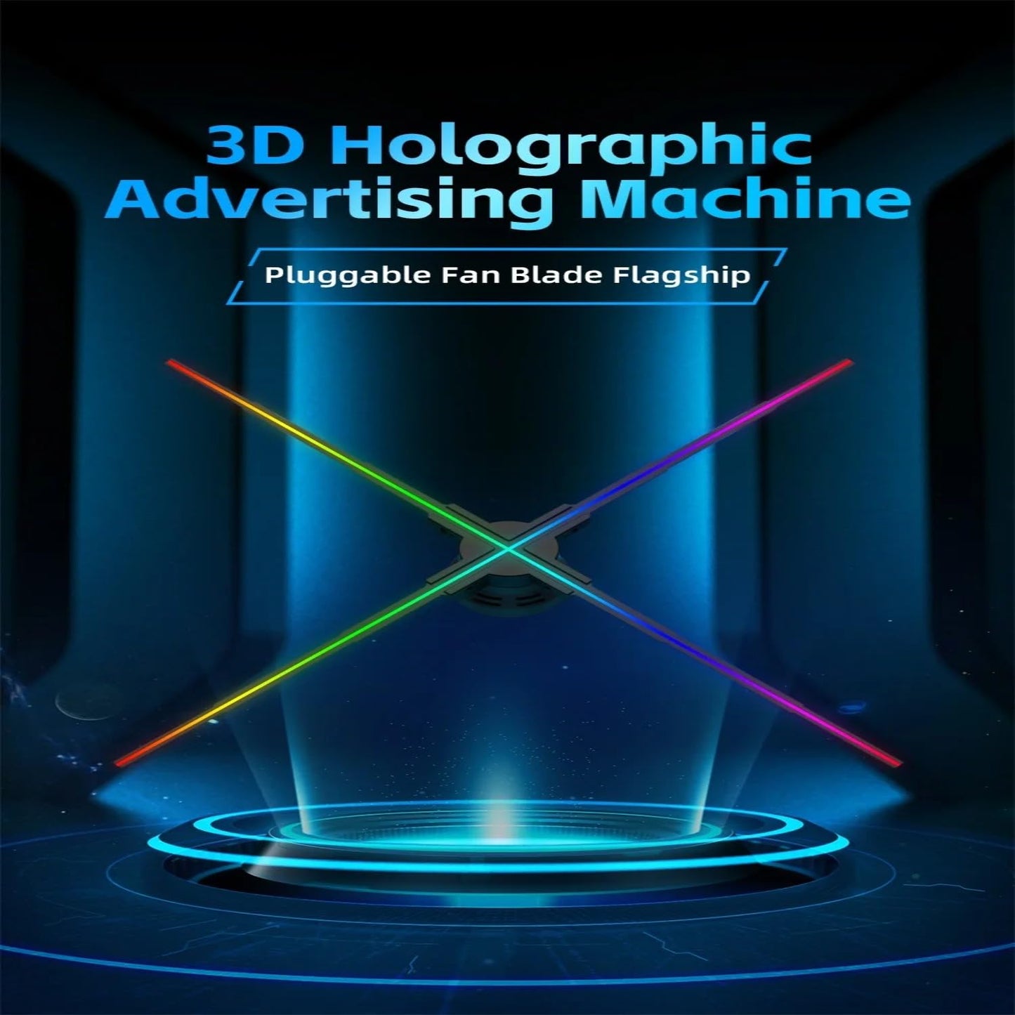 GIWOX Holo65 - Proyector holográfico, ventilador con holograma 3D, 25.6 pulgadas, tamaño grande 960P de pixel alto, 960 cuentas LED, compatible con audio, proyector holográfico de video de publicidad a simple vista, perfecto para exhibición de ferias come