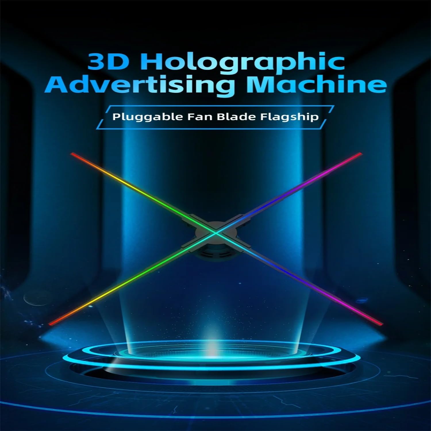 GIWOX Holo65 - Proyector holográfico, ventilador con holograma 3D, 25.6 pulgadas, tamaño grande 960P de pixel alto, 960 cuentas LED, compatible con audio, proyector holográfico de video de publicidad a simple vista, perfecto para exhibición de ferias come