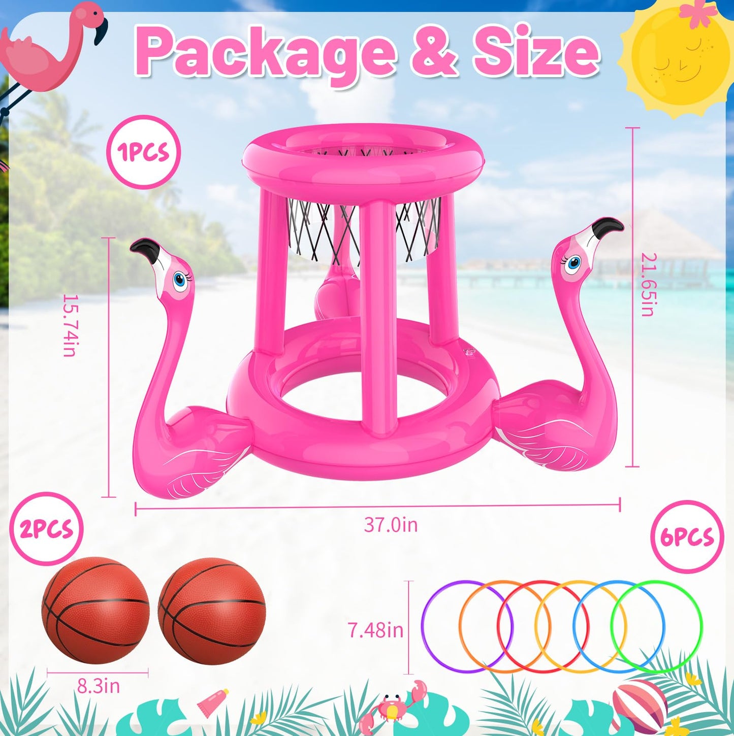 Juguetes para la piscina, flotadores de piscina, juegos de piscina para niños y adultos, aro inflable de baloncesto y juego de lanzamiento de anillo, piscina 2 en 1, juguete de agua flotante para