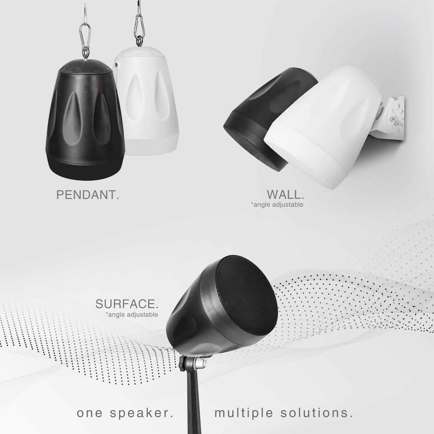 Sound Town - Paquete de 2 altavoces colgantes para todo tipo de clima, IP66, montaje en pared, paisaje, 70 V/100 V/8 ohmios, altavoz comercial para interiores y exteriores para instalación doméstica y