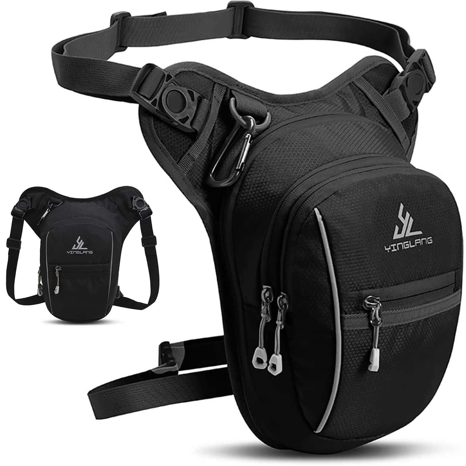Cangurera Deportiva de Viaje, Bolsa de Pierna, Hombre riñonera Mujer, Cintura Pack Bolso de Paquete Tela Impermeable Amplia Capacidad, 3 bolsillos y 1 extensión con cremallera para Ciclismo Correr…