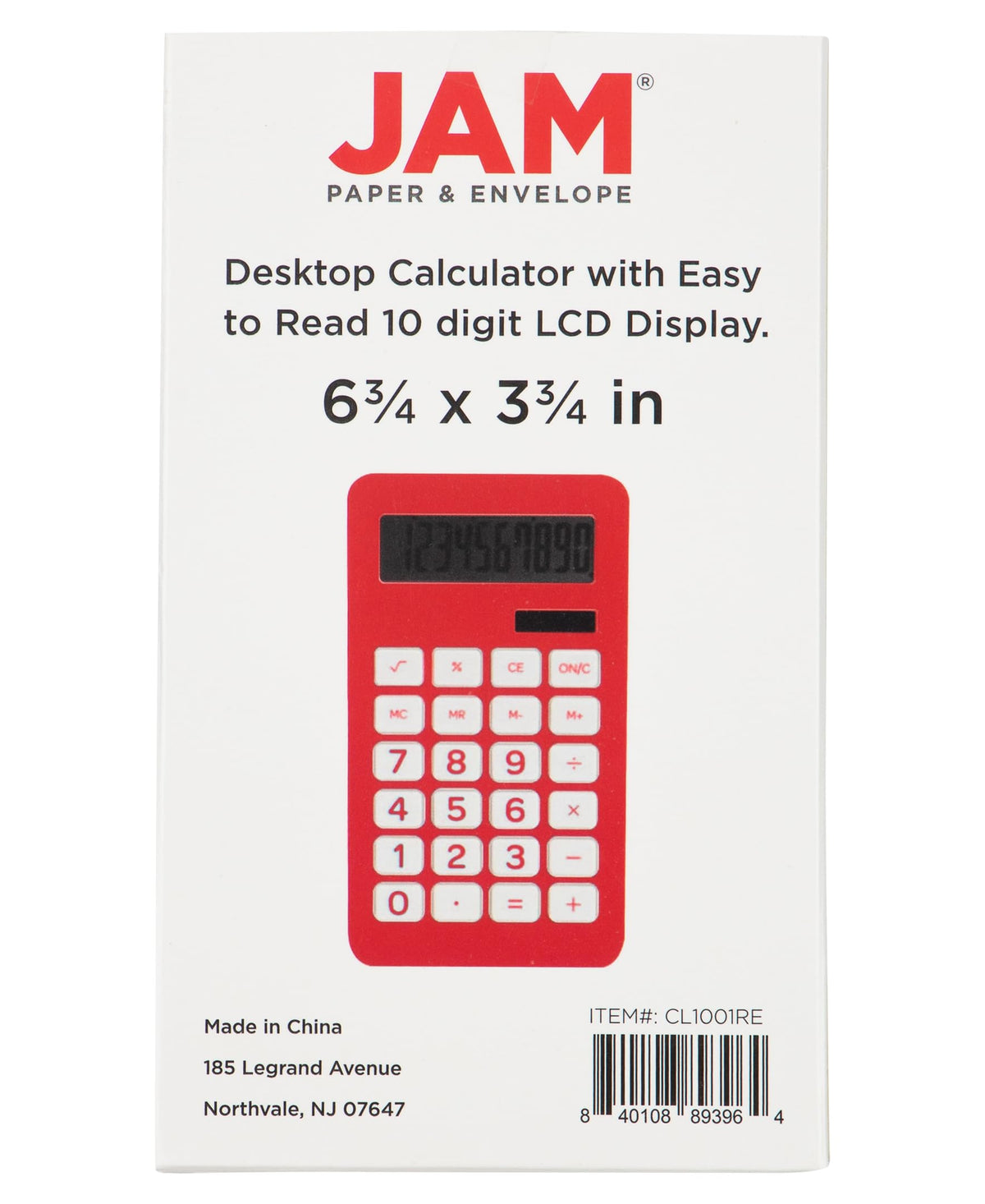 Calculadora JAM PAPER Rojo con Pantalla LCD de 10 Dígitos