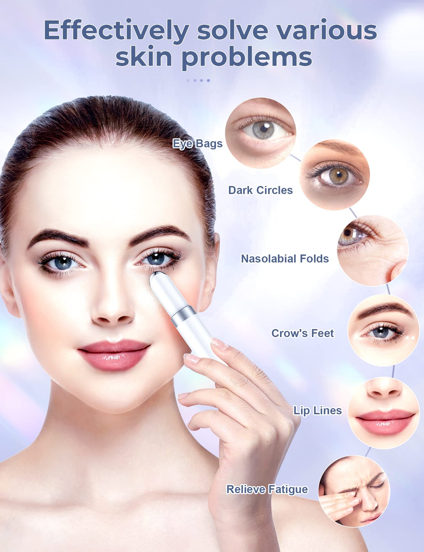 ANLAN Masajeador de Ojos Eléctrico, EMS Dispositivo de Ojos Antiarrugas y Antiedad, 3 Modos de LED Terapia, 38-45 ℃ Compresa Caliente, Mejora Ojeras, Bolsas, Hinchazón, Arrugas, Contorno de Ojos