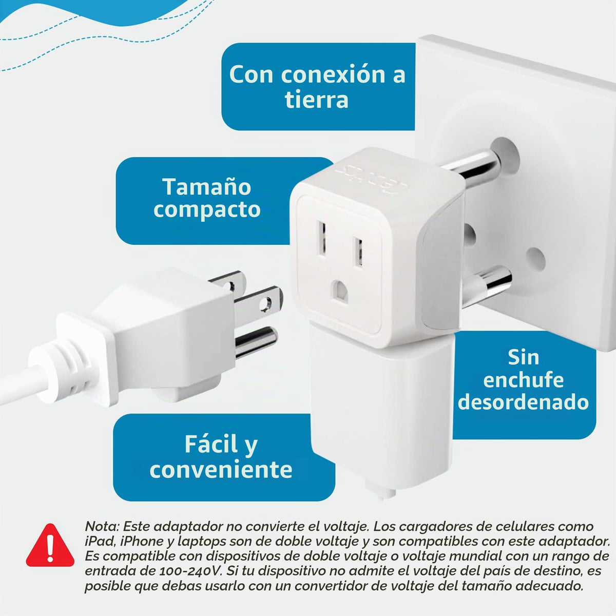 Juego de Adaptadores de Viaje Ceptics Negro 2 en 1 de Estados Unidos a África para Hombre