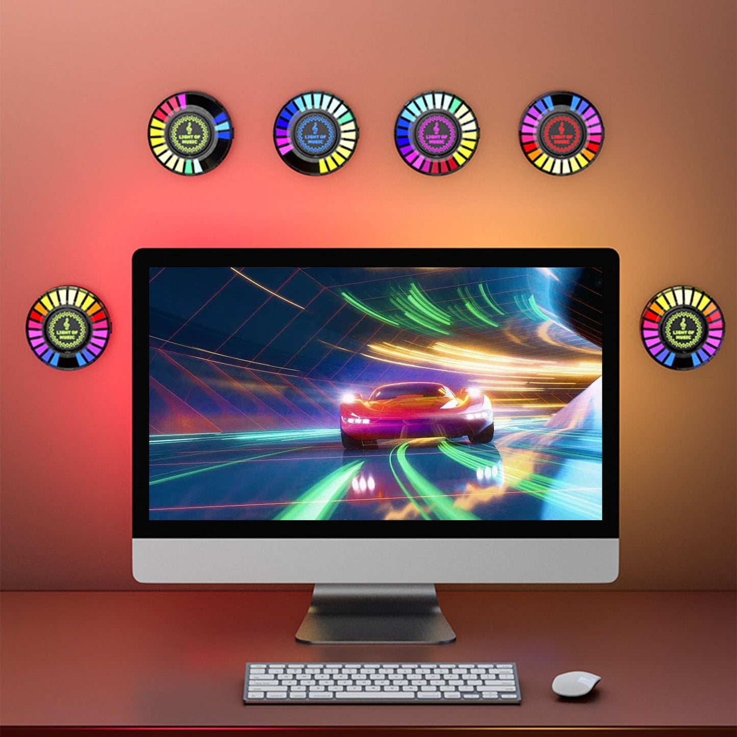 Lámpara de Ritmo de Música de Coche, Luz de Ritmo Activada por Voz, RGB Magnético Luces Ambientales de Ritmo Luces de Sincronización de Música de Recogida para Coche, Juegos