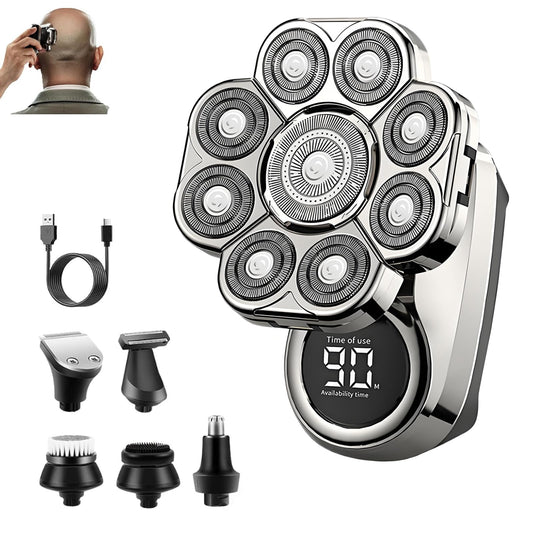Afeitadora de Cabeza Bawldy Pro Negro Desmontable 6 en 1 Inalámbrica Recargable IPX7 con Pantalla LED Inteligente para el Hogar