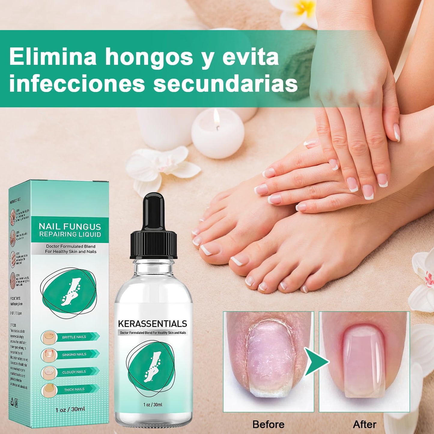 KRASSENTIALES Líquido Reparador Uñas de Pies - Esmalte, Renovación Cutículas