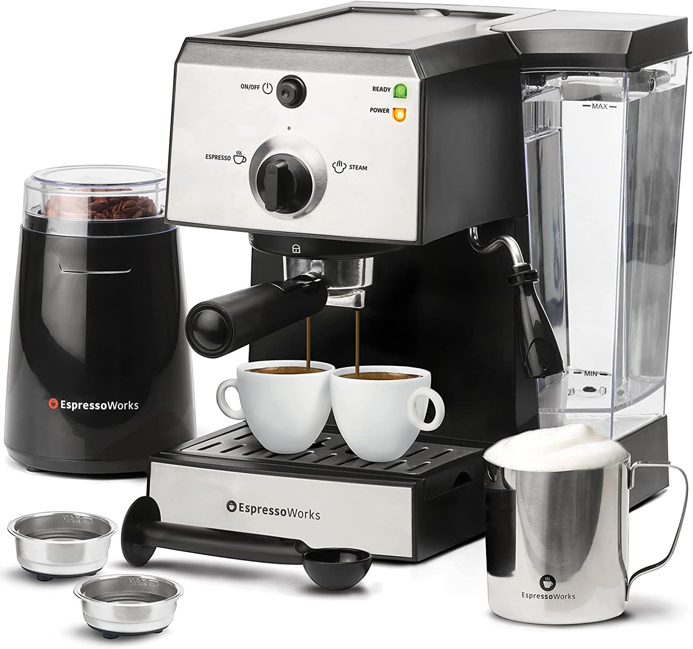 Máquina de Espresso y Cappuccino Barista Empaque Completo EspressoWorks Acero Inoxidable