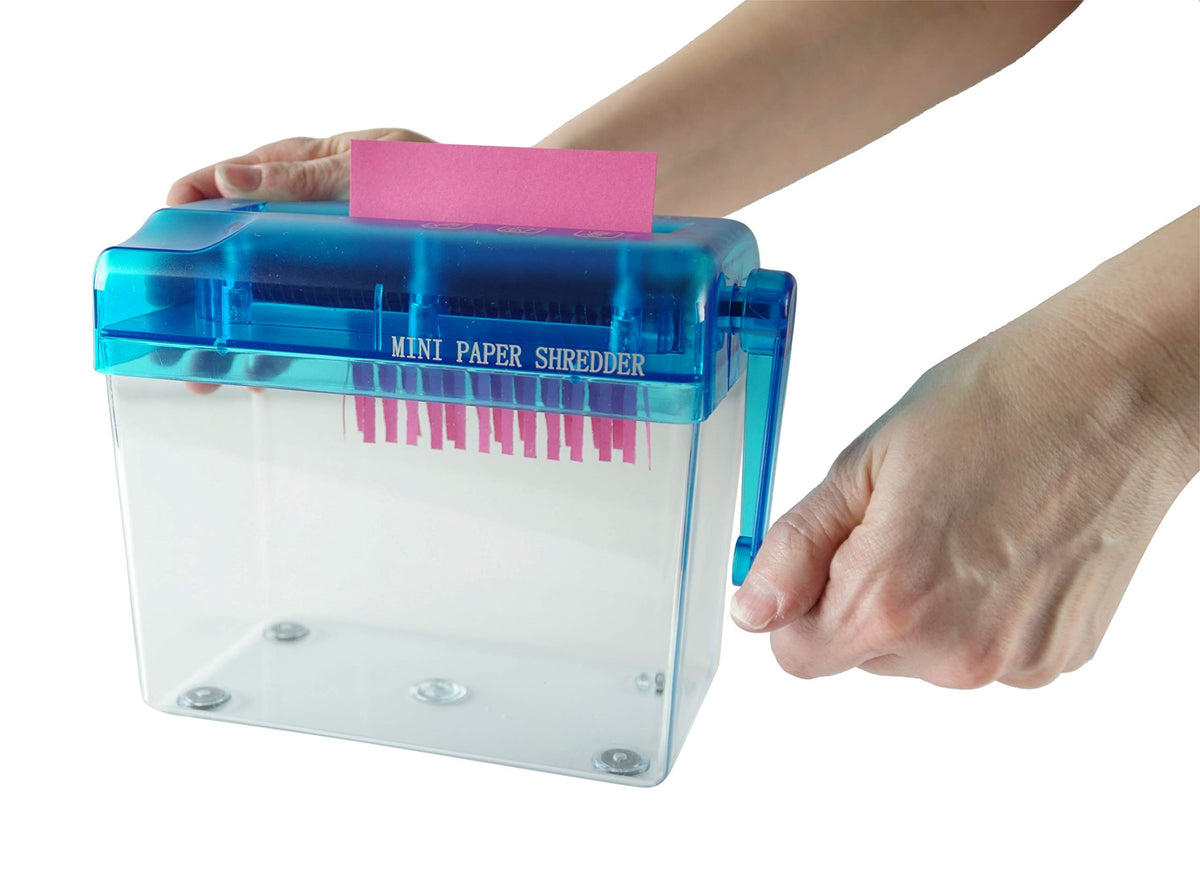 Trituradora HOME-X Azul con Manivela para Documentos de Papel
