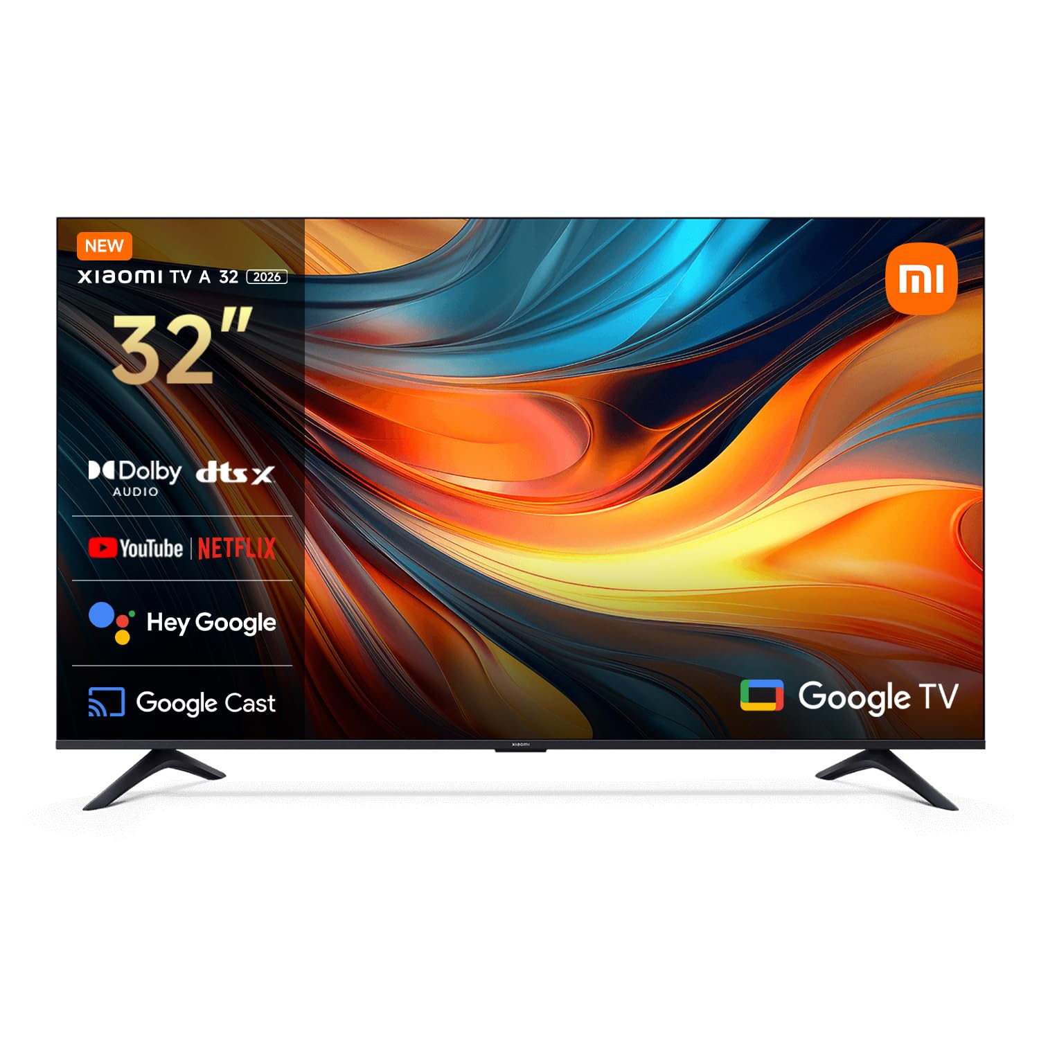 XIAOMI TV A 32 2026 | Google TV | Diseño Elegante con Bisel Ultrafino | Dolby Audio DTS:X + DTS Virtual:X1 | Voice Control