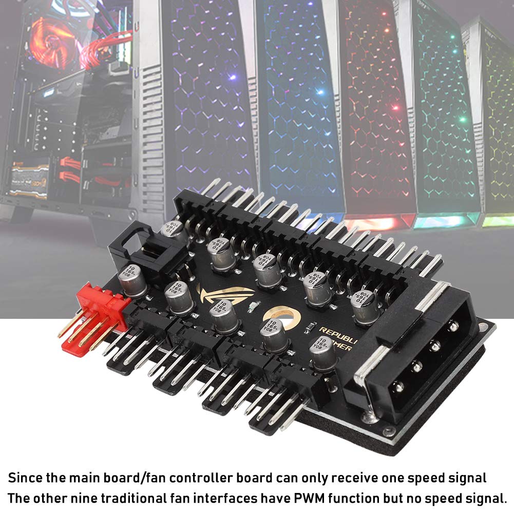 Hub de Ventilador de PC Wendry Negro con Placa Base de 10 Canales PWM