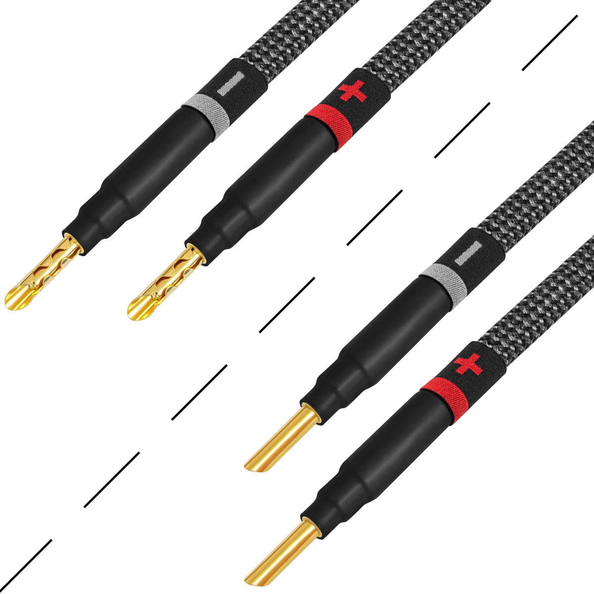 Cables de Puente de Altavoz Worlds Best Cables 6 Pulgadas Ultimate OFC para Audiófilos 8 AWG con Enchufes Eminence Gold y Chamarra de Tweed