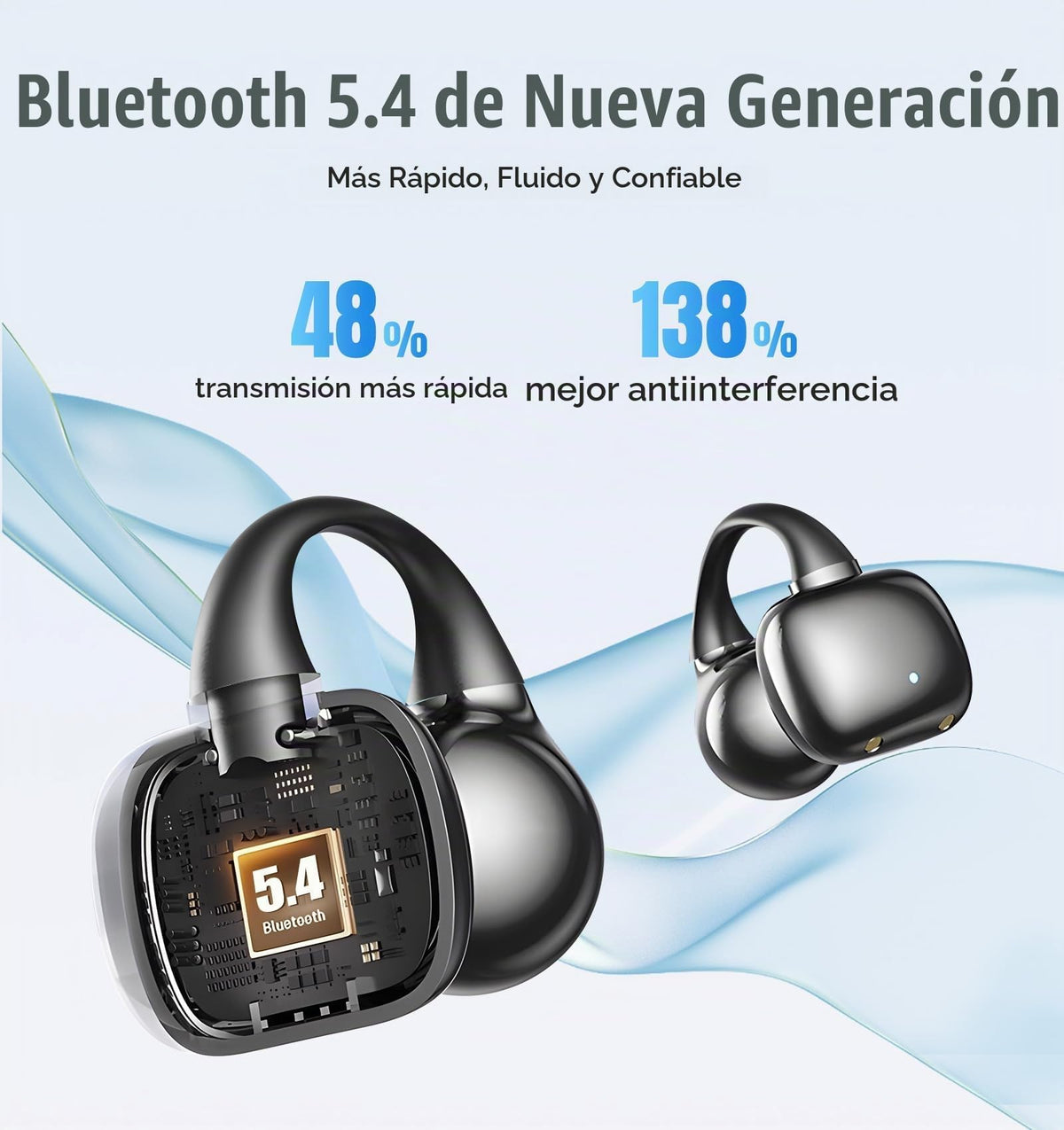 Audífonos Inalámbricos Xuuly Negro con Oído Abierto y Conexión Multipunto para Entrenamientos