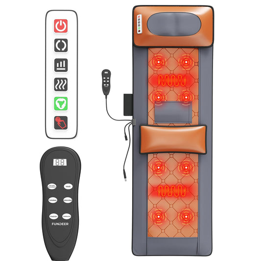 Cojín de Masaje Térmico para Todo el Cuerpo,Alfombrilla de masaje con 10 motores vibratorios,20 Cabezales de Masaje Shiatsu para el Cuello,Adecuado para cuello,espalda,cintura,caderas,piernas