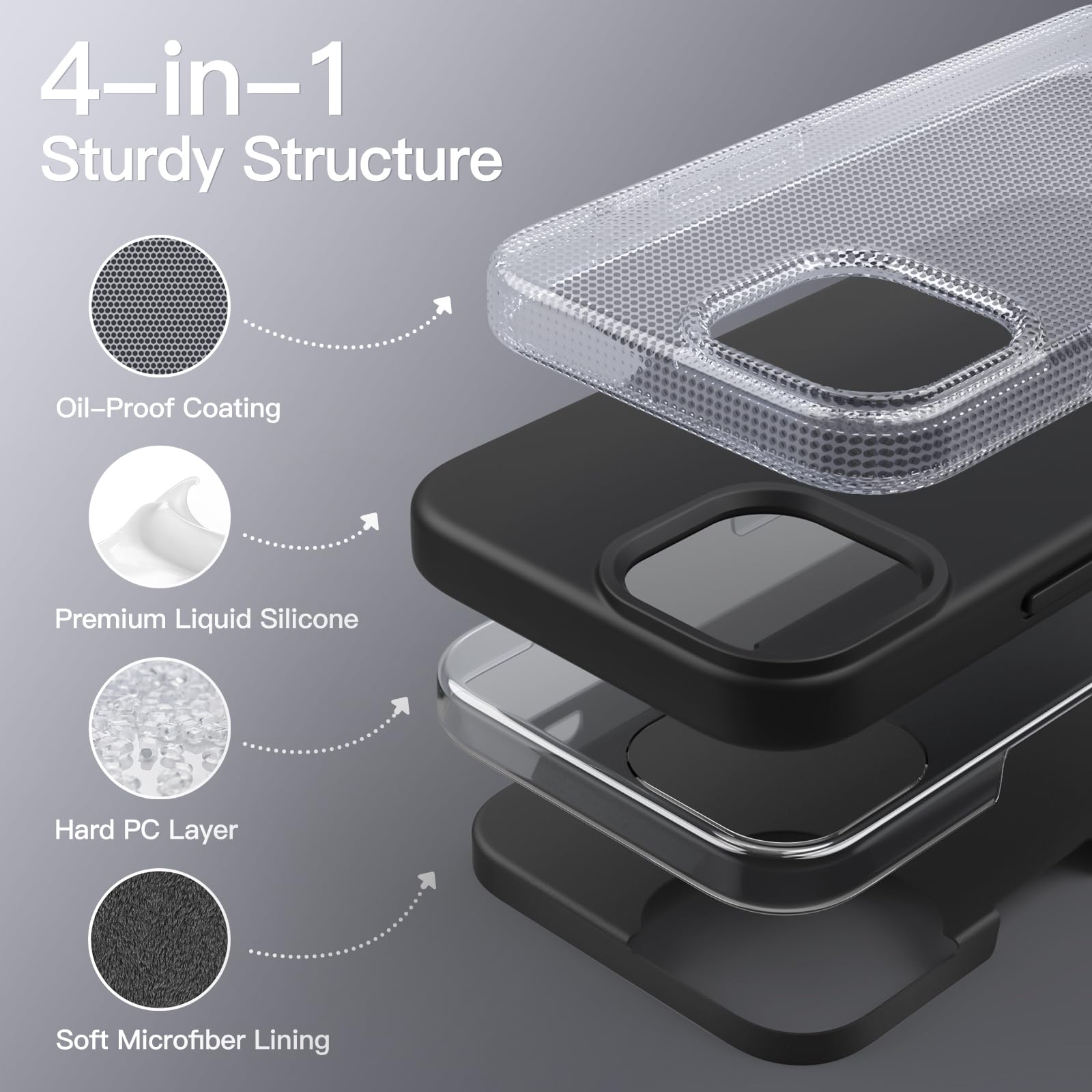 JETech Funda Silicona para iPhone 13 6,1 Pulgadas, Protectora de Cuerpo Completo con Tacto Suave y Sedoso, Antigolpes Carcasa con Forro de Microfibra (Negro)