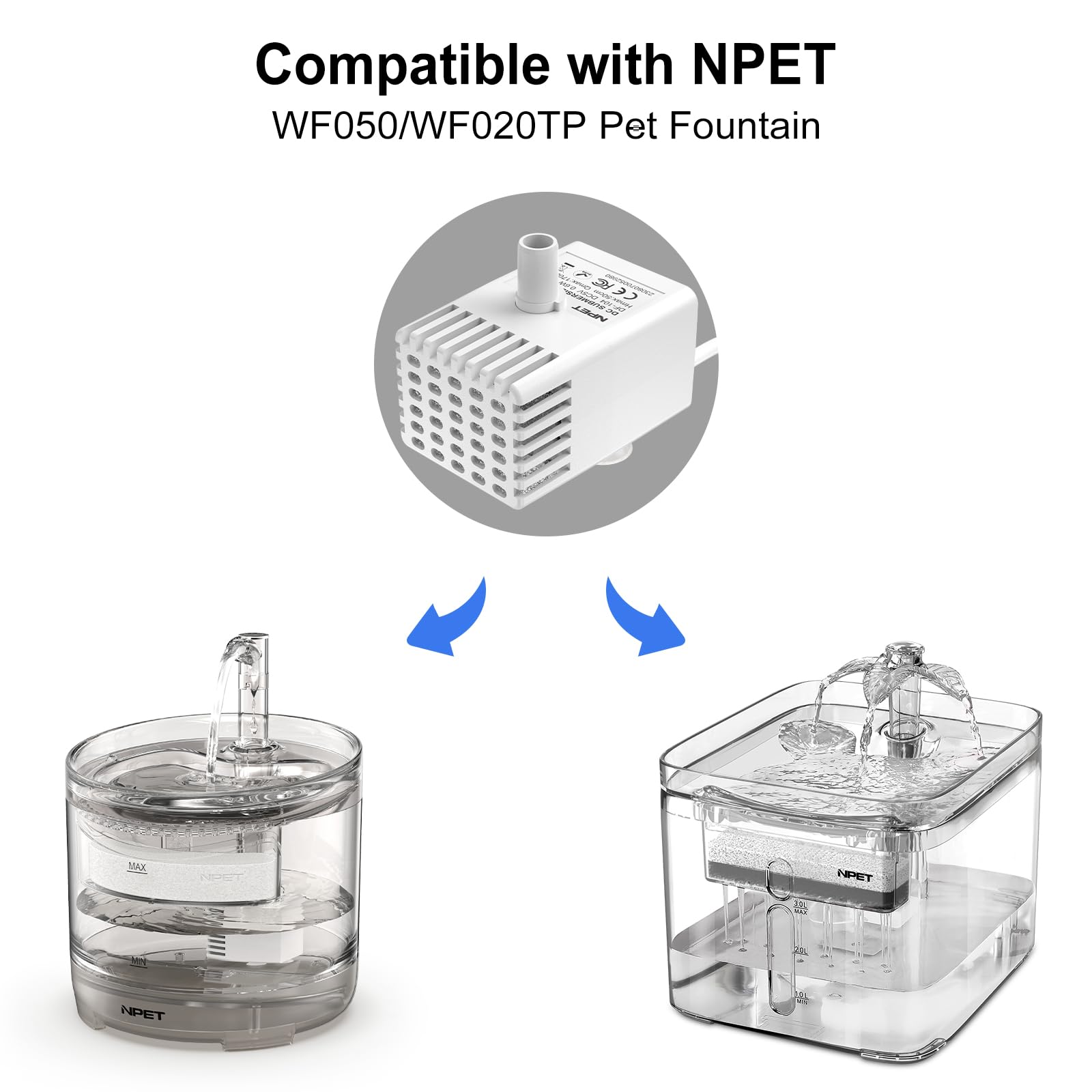 Bomba de Repuesto para Fuente NPET Negra Compatible con Gatos